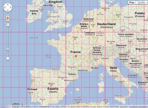 French map with latitude & longitude