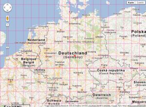German map with latitude & longitude